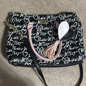 Betsey Johnson Black and Pink Tote with Whimsical Script